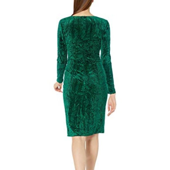 Black Halo Miramar Sheath Dress in Black w/ Silver Pinstripe - Picture 9 of 11